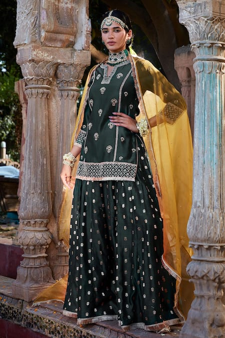 Kritika Dawar Dori Embroidered Chanderi Kurta Sharara Set 