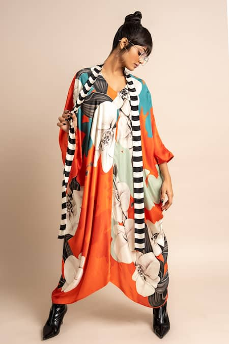 Nupur Kanoi Botanical Print Satin Kaftan 