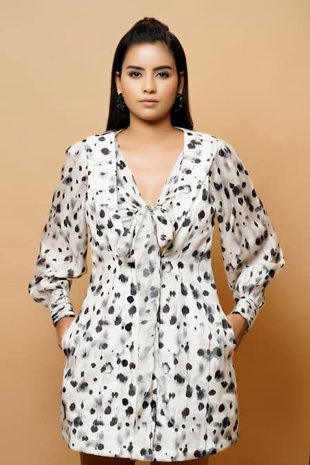 Ahi Clothing Cotton Silk Printed Jacket Dress 