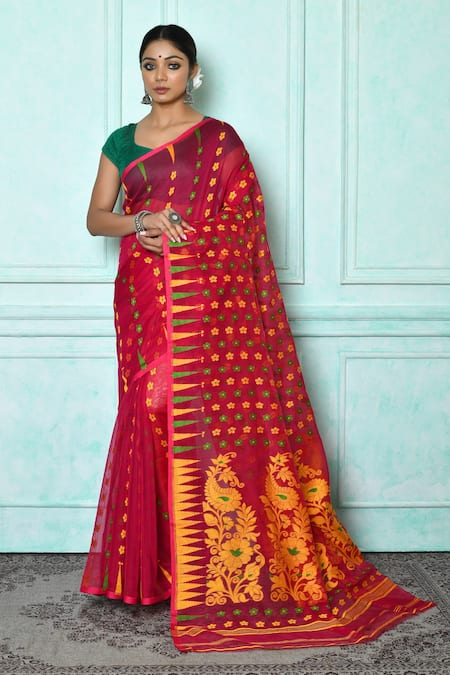 Samyukta Singhania Silk Cotton Jamdani Woven Saree 