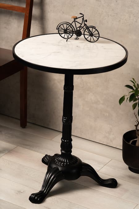 S.G. Home White Metal And Marble Accent Table 