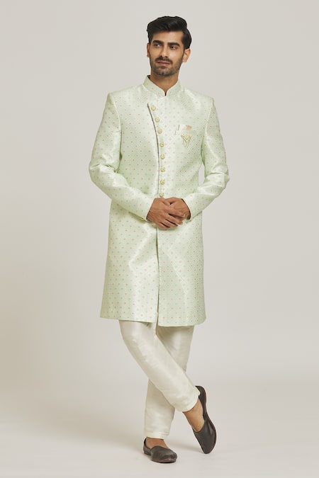 Samyukta Singhania Geometric Pattern Overlap Sherwani Set 