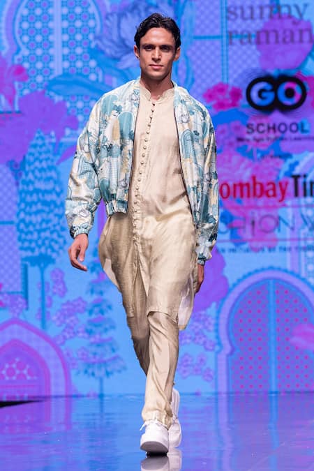 Krisha sunny Ramani Printed Bomber Jacket With Kurta Set 