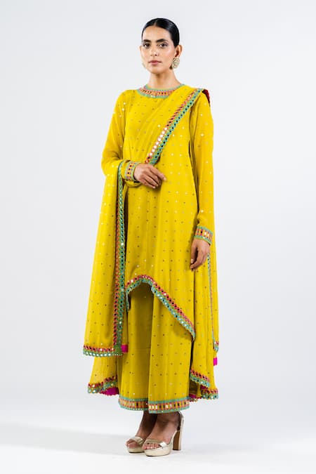 Vvani By Vani Vats High Low Hem Kurta Palazzo Set 