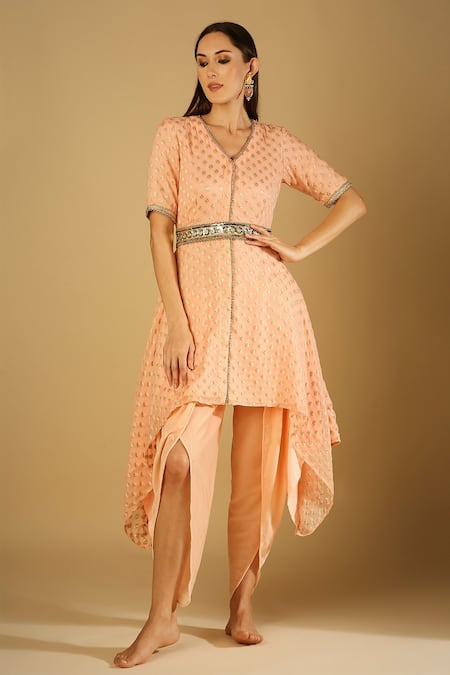 MONK & MEI BY SONIA ANAND Tamanna Brocade Kurta & Dhoti Pant Set 
