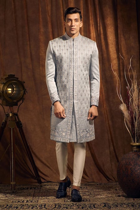 More Mischief Monarch Floral Geometric Embroidered Sherwani 