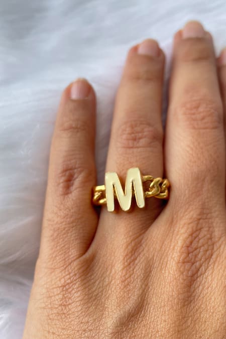 One of a Kind M Initial Ring W Pave Diamond Accents in Solid 14k Yellow Gold  Personalized M Ring Letter M Jewelry Large Statement - Etsy