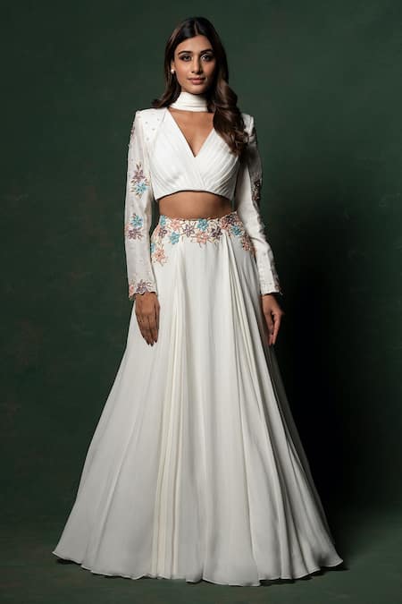 Parshya Sequin Floral Embroidered Lehenga Set 