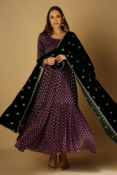 MONK & MEI BY SONIA ANAND Reah Flared Anarkali With Dupatta 