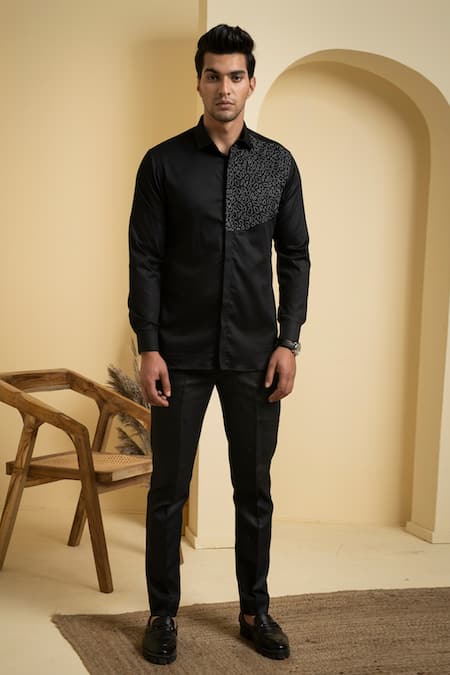 Men's Black Shirts, Black Satin Shirts