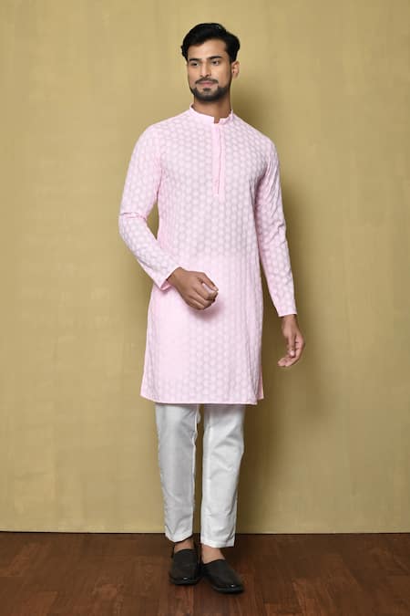 Aryavir Malhotra Floral Chikankari Embroidered Kurta With Pant 