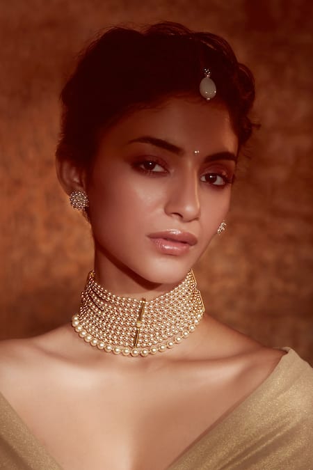 Tarun Tahiliani Ivory Pearls Multi Layered Choker
