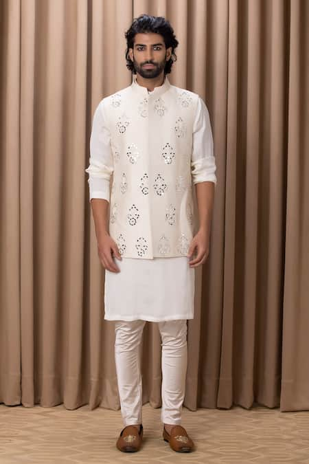 Ankit V Kapoor Haseeb Mirror Embroidered Bundi & Kurta Set 