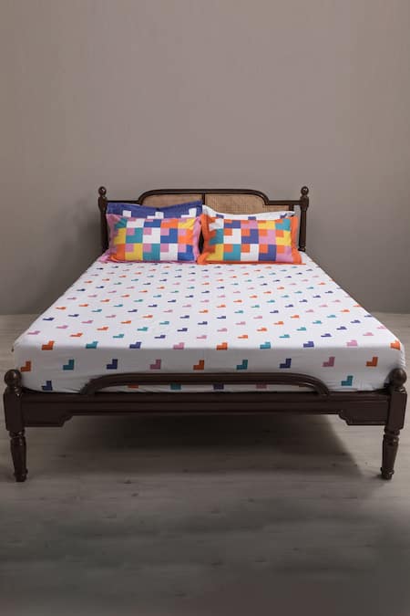 Kyoona Chaukona Contrast Geometric Print Bedsheet Set 