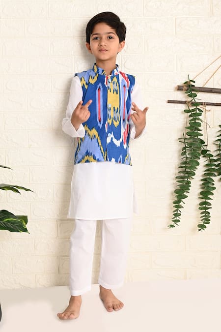 THE COTTON STAPLE Printed Ikat Bundi Kurta Set 