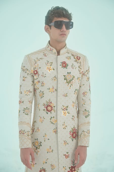 Sahil Kochhar Rashid Floral Embroidered Sherwani Set 