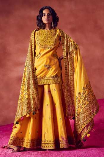 Punit Balana Hand Block Print Kurta Sharara Set 