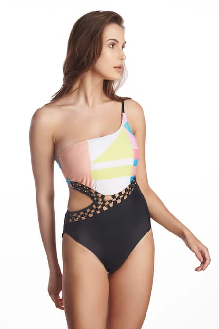 One shoulder store padded swimsuit