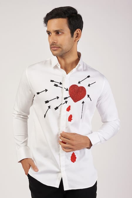 Sanjana reddy Designs Bleeding Heart & Arrows Embroidered Shirt 