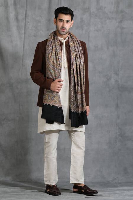 Buy Multi Color Hand Handwoven Pashmina Sozni Jamawar Antique