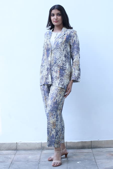 Linen Bloom Digital Print Blazer 