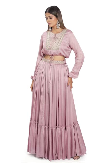 Vana Ethnics Satin Top & Lehenga Set For Kids