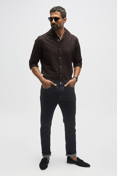 Terra Luna - Black 100% Organic Handloom Cotton One Piece Collar Shirt For  Men