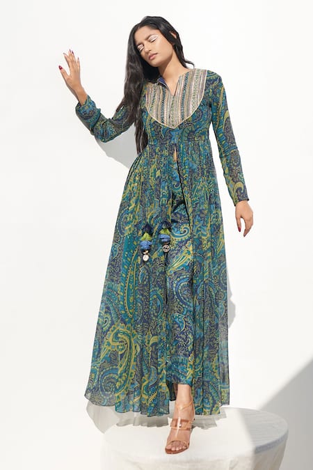 Nadima Saqib Paisley & Mandala Print Maxi Dress 