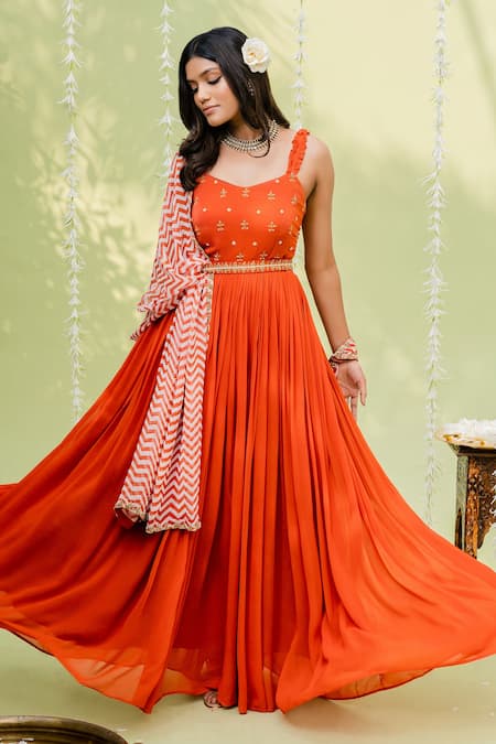 Redpine Designs Cutdana Embroidered Anarkali With Dupatta 