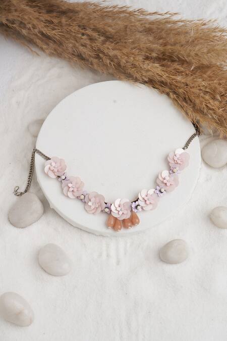 Buy Torque By Merge Pink Beads, Sequins Floral Design Choker Set Online at Aza Fashions Buy_Torque By Merge_Pink Beads, Sequins Floral Design Choker Set _Online_at_Aza_Fashions