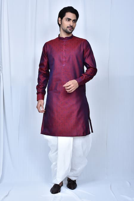 Silk Blend Festival Wear Dhoti In Maroon Colour - BM4352078