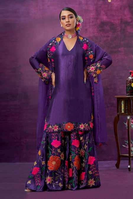 Label Niti Bothra Applique Kurta Sharara Set 