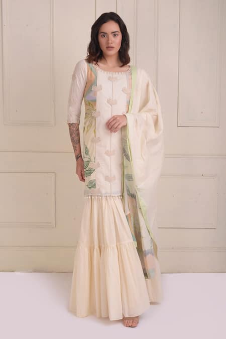 Shwetanga Organic Cotton Kurta Sharara Set 