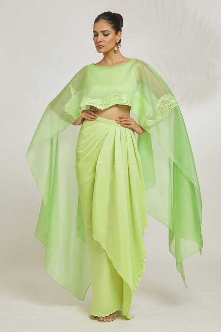 Forest Green Net Saree Set Design by Amit Aggarwal at Pernia's Pop Up Shop  2024