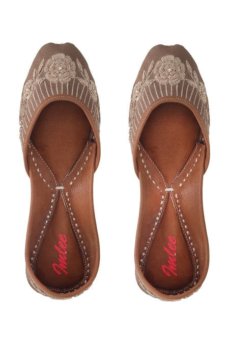 Imlee Jaipur Brown Embroidered Zardozi Juttis 