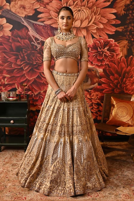 BridalTrunk - Online Indian Multi Designer Fashion Shopping GOLD SILVER  LEHENGA SET