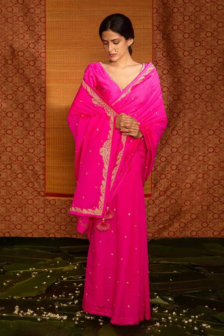 Fuchsia Pink Fancy Silk Saree – House of Avriti