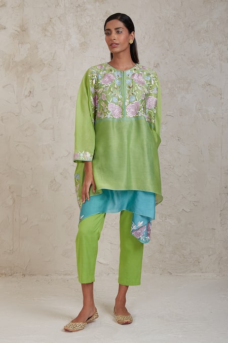 Sue Mue Zimal Chanderi Kaftan & Pant Set 