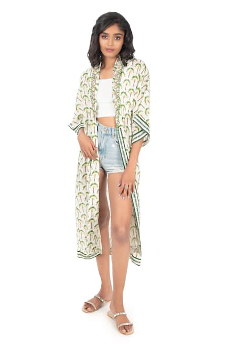 Monisha Jaising Palm Tree Print Robe 