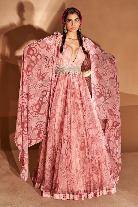 Bhumika Sharma Bahaar Print Anarkali With Embroidered Belt 