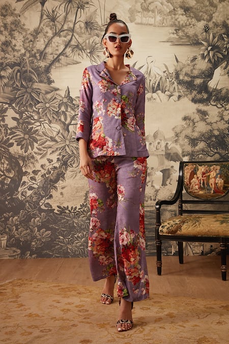 Kalista Botanical Pattern Blazer & Pant Set 