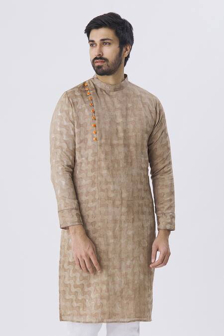 Gaurav Katta Brown Textured Silk Kurta
