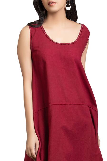 Buy Anju Modi Maroon Cotton Tunic Online at Aza Fashions Buy_Anju Modi_Maroon Cotton Tunic_Online_at_Aza_Fashions