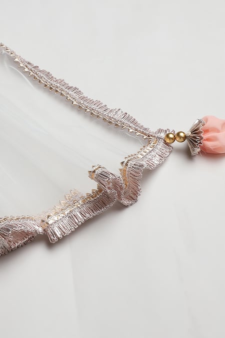 Byb Premium_Peach Viscose, Cotton, Chiffon Embroidery, Tassels, Asymmetric Kurta Sharara Set _at_Aza_Fashions