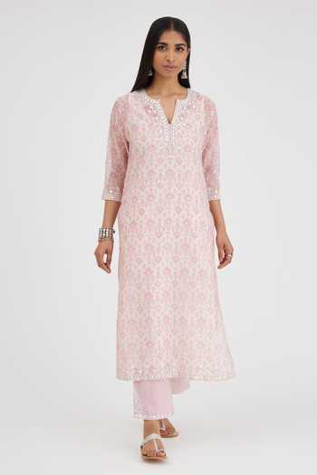 Buy Kora Pink , Satin Lace, Gota Patti, Hand Block Printed Kurta Set Online at Aza Fashions Buy_Kora_Pink , Satin Lace, Gota Patti, Hand Block Printed Kurta Set _Online_at_Aza_Fashions