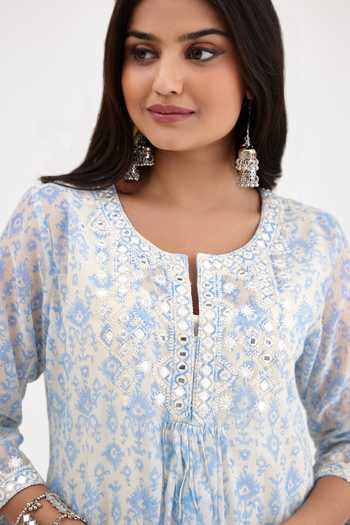 Buy Kora Blue , Satin, Chanderi Gota Patti, Ikat Printed Kurta Set Online at Aza Fashions Buy_Kora_Blue , Satin, Chanderi Gota Patti, Ikat Printed Kurta Set _Online_at_Aza_Fashions