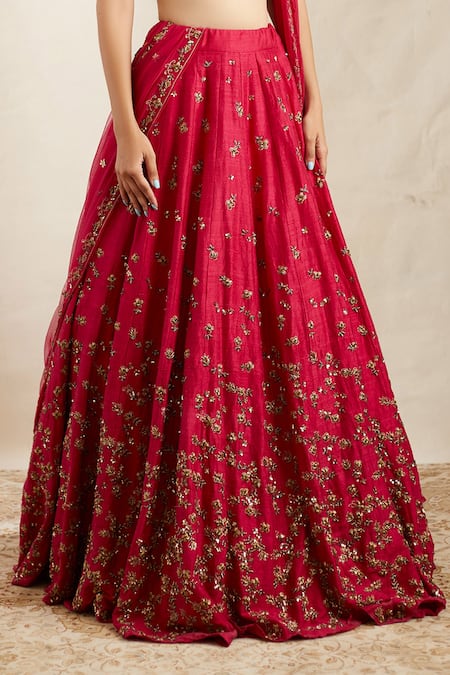 Buy ASTHA NARANG Pink Net, Silk Embroidery, Cut Work, Sequins Raw Floral Bridal Lehenga Set Online at Aza Fashions Buy_ASTHA NARANG_Pink Net, Silk Embroidery, Cut Work, Sequins Raw Floral Bridal Lehenga Set _Online_at_Aza_Fashions