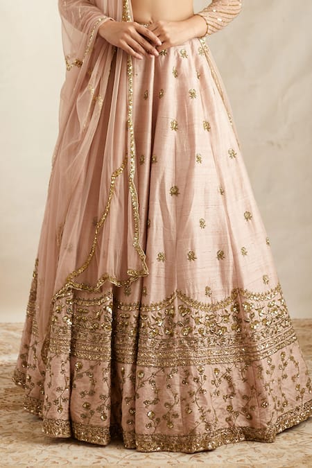 Buy Astha Narang Pink Silk, Net Cut Work, Embroidery, Sequins Raw Floret Bridal Lehenga Set Online at Aza Fashions Buy_Astha Narang_Pink Silk, Net Cut Work, Embroidery, Sequins Raw Floret Bridal Lehenga Set _Online_at_Aza_Fashions
