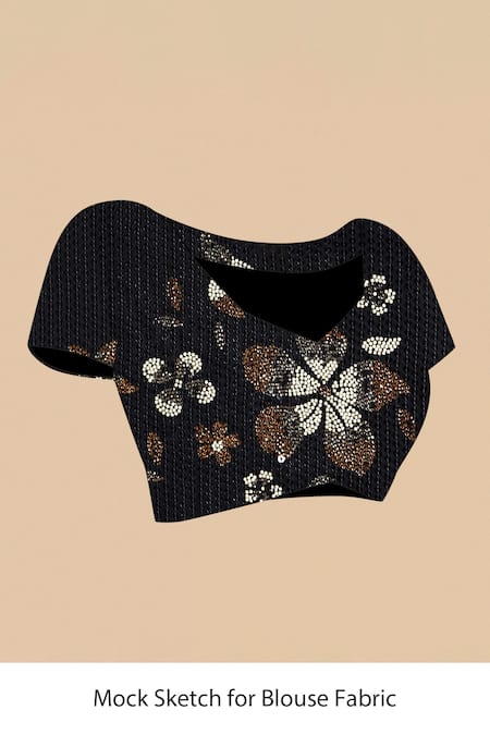 Two Sisters By Gyans Black Georgette Sequins, Floral Embroidered Saree With Unstitched Blouse Piece Online at Aza Fashions Two Sisters By Gyans_Black Georgette Sequins, Floral Embroidered Saree With Unstitched Blouse Piece _Online_at_Aza_Fashions