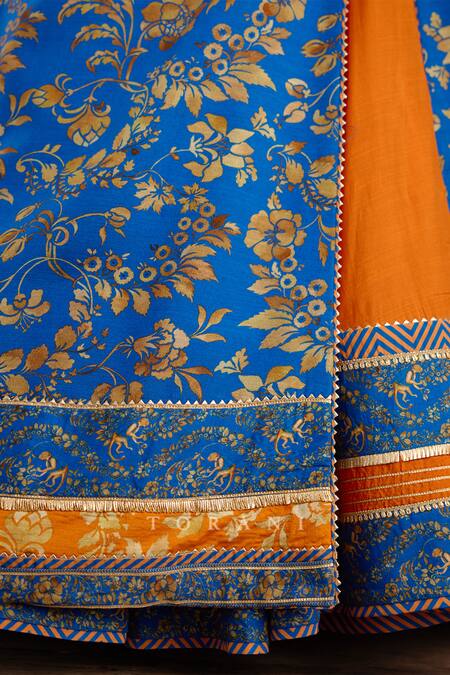 Shop Torani Blue Silk Gota Patti, Embroidery Round Rang Palaash Raabia Anarkali With Jacket Shop_Torani_Blue Silk Gota Patti, Embroidery Round Rang Palaash Raabia Anarkali With Jacket